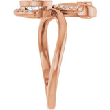 14K Gold Pear Natural Diamond Bezel-Set Bypass Ring – 6x4mm - Rose Gold - view 4