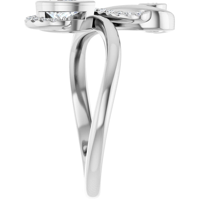 Platinum Pear Natural Diamond Bezel-Set Bypass Ring – 6x4mm - view 4