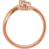 14K Gold Pear Natural Diamond Bezel-Set Bypass Ring – 6x4mm - Rose Gold - view 2