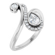 Platinum Pear Natural Diamond Bezel-Set Bypass Ring – 6x4mm