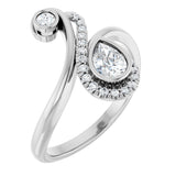 Platinum Pear Natural Diamond Bezel-Set Bypass Ring – 6x4mm