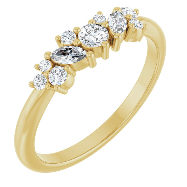 14K Gold Natural Diamond Multi-Shape Ring - Yellow Gold