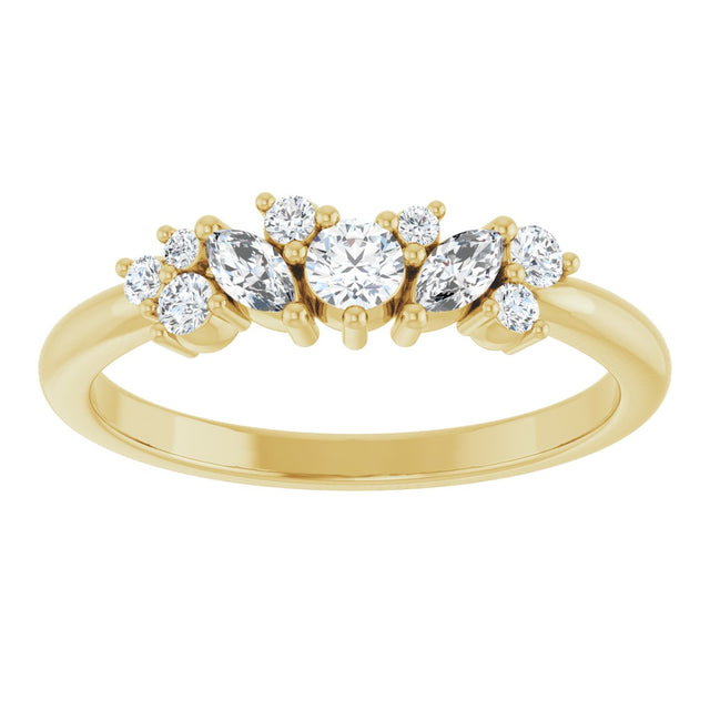 14K Gold Natural Diamond Multi-Shape Ring - Yellow Gold - view 3