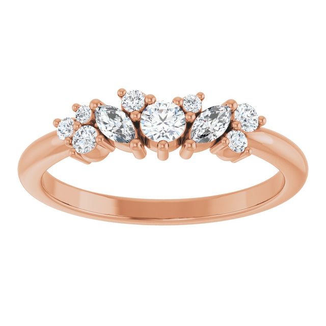 14K Gold Natural Diamond Multi-Shape Ring - Rose Gold - view 3