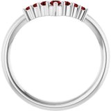 14K Gold Round Natural Mozambique Garnet Graduated V Ring - White Gold - view 2