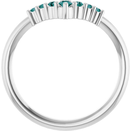 Platinum Round Natural Alexandrite Graduated V Ring - view 2
