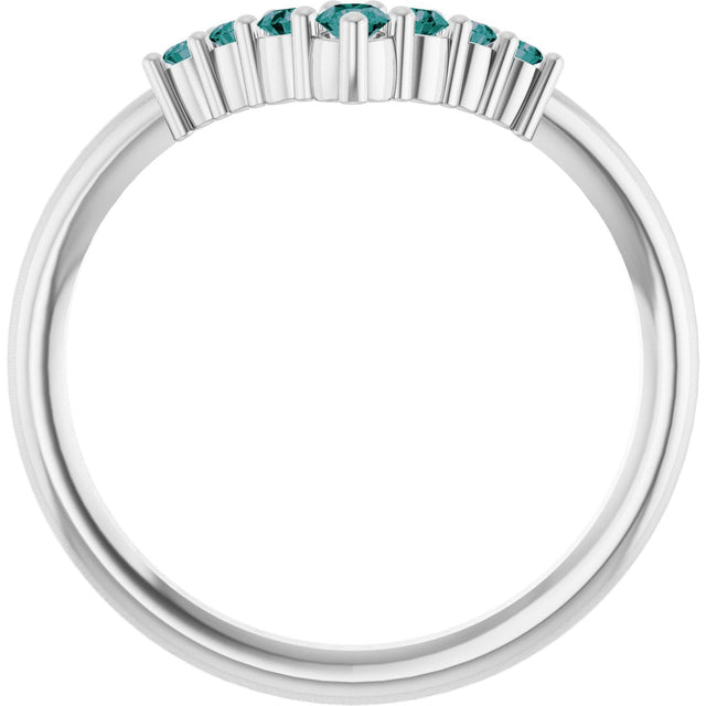Platinum Round Natural Alexandrite Graduated V Ring - view 2