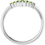 14K Gold Round Natural Peridot Graduated V Ring - White Gold - view 2