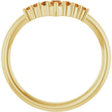 14K Gold Round Natural Citrine Graduated V Ring - Yellow Gold - view 2