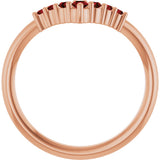 14K Gold Round Natural Mozambique Garnet Graduated V Ring - Rose Gold - view 2