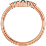 14K Gold Round Natural Alexandrite Graduated V Ring - Rose Gold - view 2