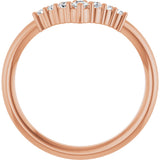 14K Gold Round Natural White Sapphire Graduated V Ring - Rose Gold - view 2