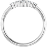 14K Gold Round Natural White Sapphire Graduated V Ring - White Gold - view 2