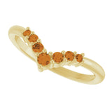 14K Gold Round Natural Citrine Graduated V Ring - Yellow Gold - view 5