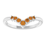 14K Gold Round Natural Citrine Graduated V Ring - White Gold - view 3