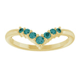 14K Gold Round Natural Alexandrite Graduated V Ring - Yellow Gold - view 3