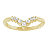 14K Gold Round Natural White Sapphire Graduated V Ring - Yellow Gold - view 3