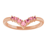 14K Gold Round Natural Pink Tourmaline Graduated V Ring - Rose Gold - view 3