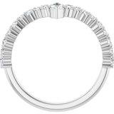 Platinum Marquise Natural Diamond Accented V Ring - view 2