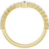14K Gold Marquise Natural Diamond Accented V Ring - Yellow Gold - view 2