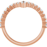 14K Gold Marquise Natural Diamond Accented V Ring - Rose Gold - view 2