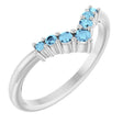 Platinum Round Natural Aquamarine Graduated V Ring