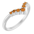 14K Gold Round Natural Citrine Graduated V Ring - White Gold