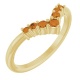 14K Gold Round Natural Citrine Graduated V Ring - Yellow Gold