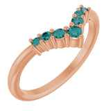 14K Gold Round Natural Alexandrite Graduated V Ring - Rose Gold