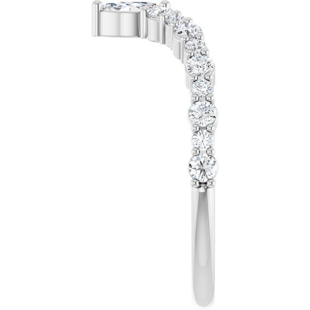 Platinum Marquise Natural Diamond Accented V Ring - view 4