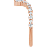 14K Gold Marquise Natural Diamond Accented V Ring - Rose Gold - view 4