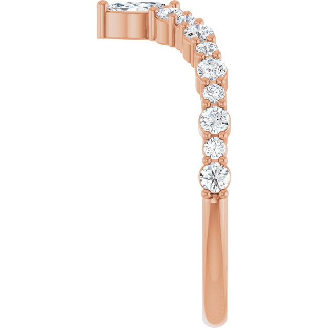 14K Gold Marquise Natural Diamond Accented V Ring - Rose Gold - view 4