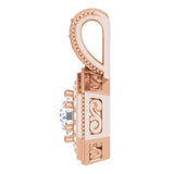 14K Gold Round Natural Diamond Halo-Style Pendant – 4.5-4.8mm Stones - Rose Gold - view 3