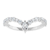14K Gold Marquise Natural Diamond Accented V Ring - White Gold - view 3