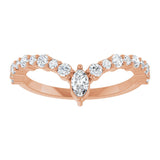 14K Gold Marquise Natural Diamond Accented V Ring - Rose Gold - view 3