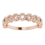 14K Gold Round Natural Diamond Accented Circle Ring - Rose Gold - view 3