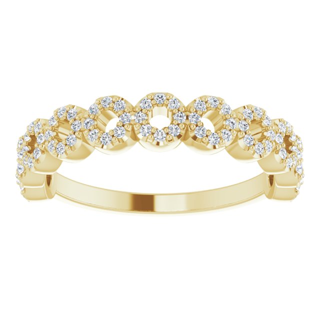 14K Gold Round Natural Diamond Accented Circle Ring - Yellow Gold - view 3