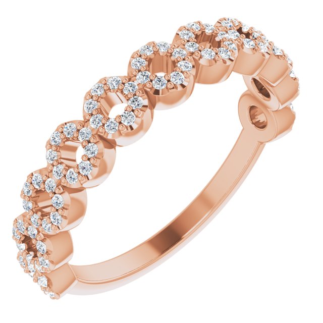14K Gold Round Natural Diamond Accented Circle Ring - Rose Gold