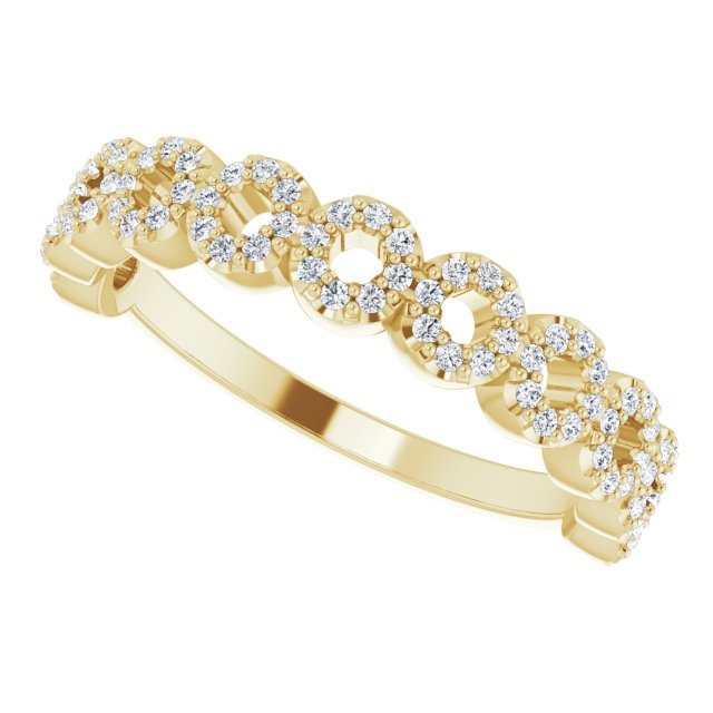 14K Gold Round Natural Diamond Accented Circle Ring - Yellow Gold - view 5
