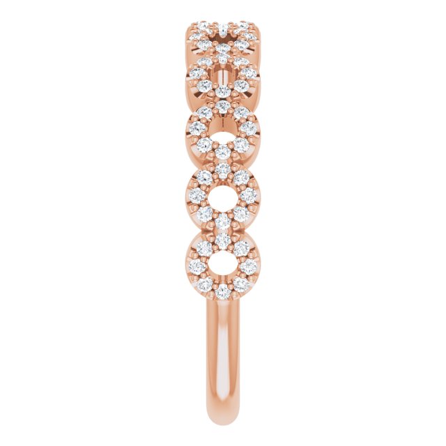 14K Gold Round Natural Diamond Accented Circle Ring - Rose Gold - view 4