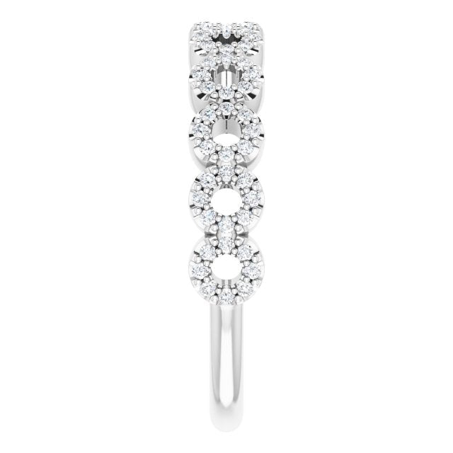 14K Gold Round Natural Diamond Accented Circle Ring - White Gold - view 4