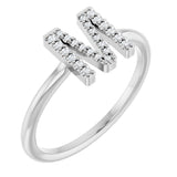 14K Gold Round Natural Diamond Accented Initial Ring - White Gold