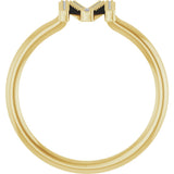 14K Gold Round Natural Diamond Accented Initial Ring - Yellow Gold - view 2