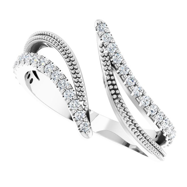 Platinum Round Natural Diamond Bypass Ring II - view 5