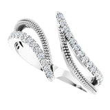 14K Gold Round Natural Diamond Bypass Ring II - White Gold - view 5