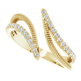 14K Gold Round Natural Diamond Bypass Ring II - Yellow Gold - view 5