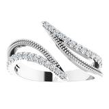 Platinum Round Natural Diamond Bypass Ring II - view 3