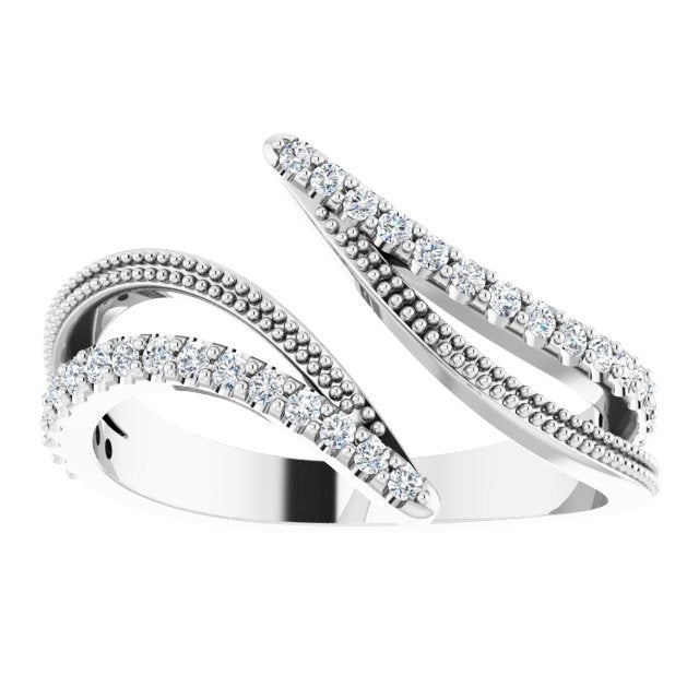 Platinum Round Natural Diamond Bypass Ring II - view 3