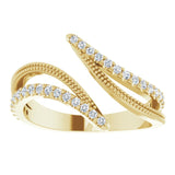 14K Gold Round Natural Diamond Bypass Ring II - Yellow Gold - view 3