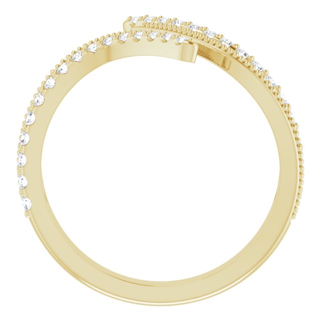 14K Gold Round Natural Diamond Bypass Ring II - Yellow Gold - view 2